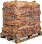 Brennholz Birke 25 cm in Netzsäcken auf Palette