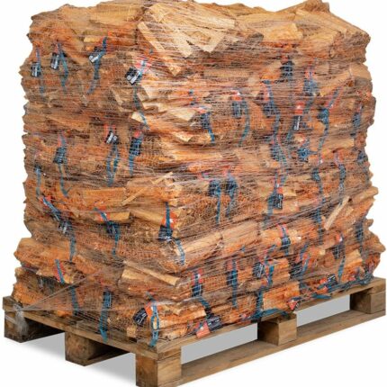 Brennholz Birke 25 cm in Netzsäcken auf Palette