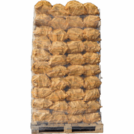 Brennholz Birke 50 cm in Netzsäcken auf Palette