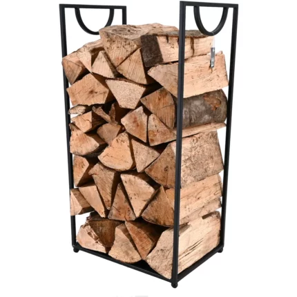 Brennholzregal schwarz für Innen und regengeschützten Außenbereich