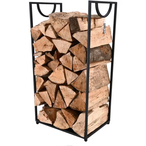 Brennholzregal schwarz für Innen und regengeschützten Außenbereich