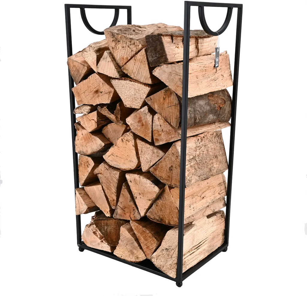 Brennholzregal schwarz für Innen und regengeschützten Außenbereich Brennholzregal schwarz für Innen und regengeschützten Außenbereich