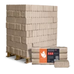 RUF Original Red Briketts auf Palette gestapelt