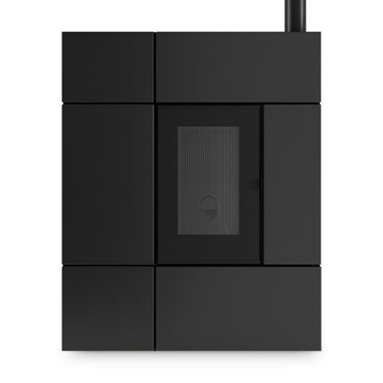 Pelletofen mit Natursteinverkleidung Serpentin – Frontansicht