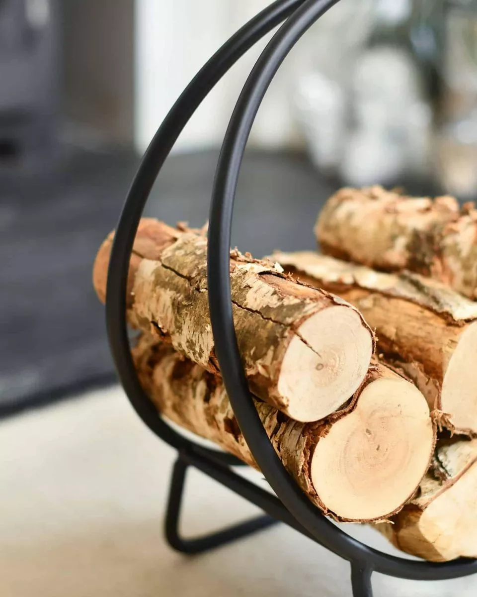 Rundes Kaminholzregal mit Griff – Stahl, schwarz, Ø 40 cm (H 45 cm) – Bild 2