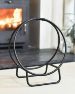 Rundes Kaminholzregal mit Griff – Stahl, schwarz, Ø 40 cm (H 45 cm) – Bild 3