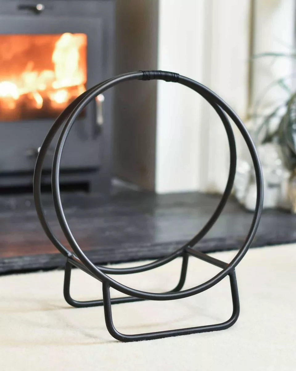 Rundes Kaminholzregal mit Griff – Stahl, schwarz, Ø 40 cm (H 45 cm) – Bild 3