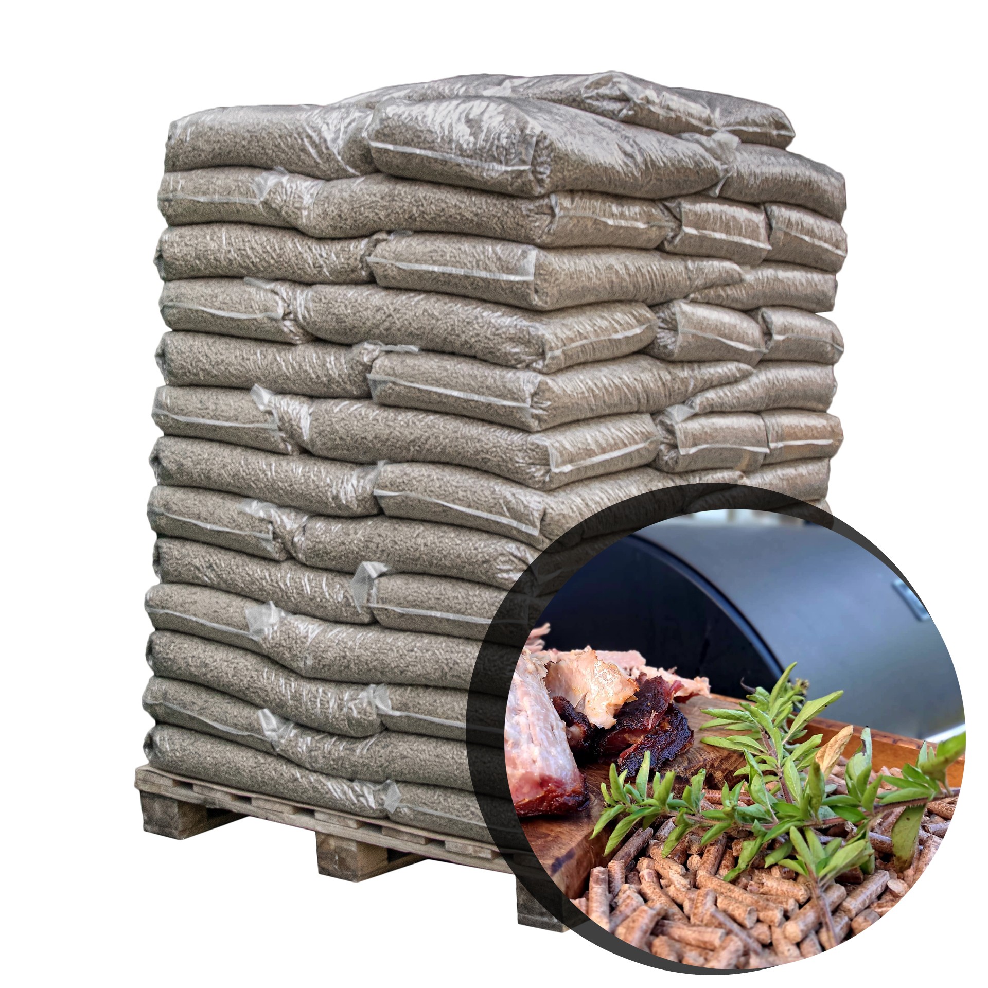 chêne-1x-960kg-granulés-chêne-barbecue-fumoir-chauffage-palette-frais-de-livraison-inclus-rond_1920x1920.jpg Holzpellets Mix 6 mm – Buche + Eiche – 64 × 15 kg (960 kg) – Image 1